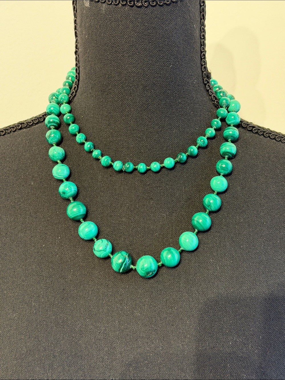 Natural Russian malachite Strand Necklace